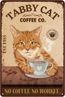 Cat Tin Metal Sign Vintage Coffee Bar Funny Kitchen Wall Decor 8x12