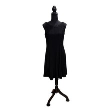 Laura Petites Dress Womens 6P Black Sleeveless Lace Trim A-Line Little Black