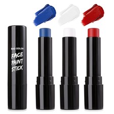 BADCOLOR 3PCS Blue White Red Face Body Paint Stick, Cream Blendable Eye Black fo
