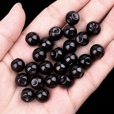 50pcs Natural Black Onyx Stone Round Big Hole Beads Jewelry Making 10mm Hole 2mm