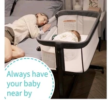 AMKE Baby Bassinet Bedside Sleeper with Adjustable Height & Breathable Mesh