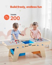 Kids Reversible Wooden Activity Table, Multi-Purpose Activity Play Table with 20