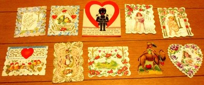 Vintage Victorian Valentine Cards (10 Different) Circa Early 1900's NICE!!!