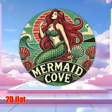 2D Wall Art, Mermaid Cove Song - Aluminum Foil Art Round Aluminum Metal Wall Dec