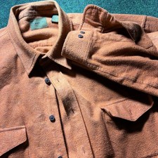Vintage 90s St Johns Bay Chamois Flannel Shirt Mens XL Tall XLT Orange Button