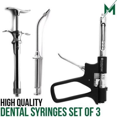 High Quality Dental Syringe Set 3 Pcs Stainless Steel Lab Surgical Tool Kit Pros
