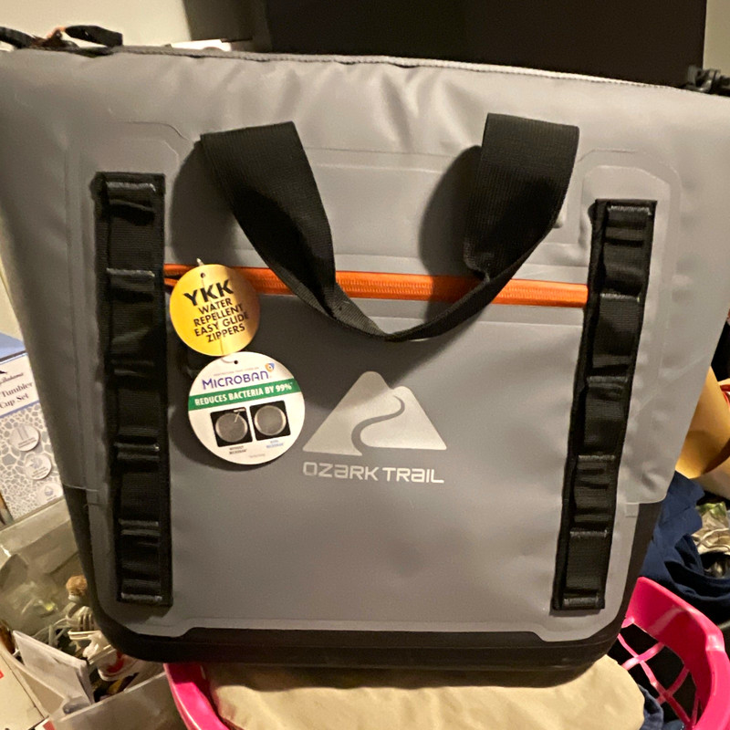 Ozark Trail Soft-Sided Cooler Tote 20 qt 24h Microban YKK Zippers Gray