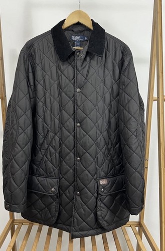 Polo Ralph Lauren Black Quilted Field Jacket Men's M Lightweight Zip Coat