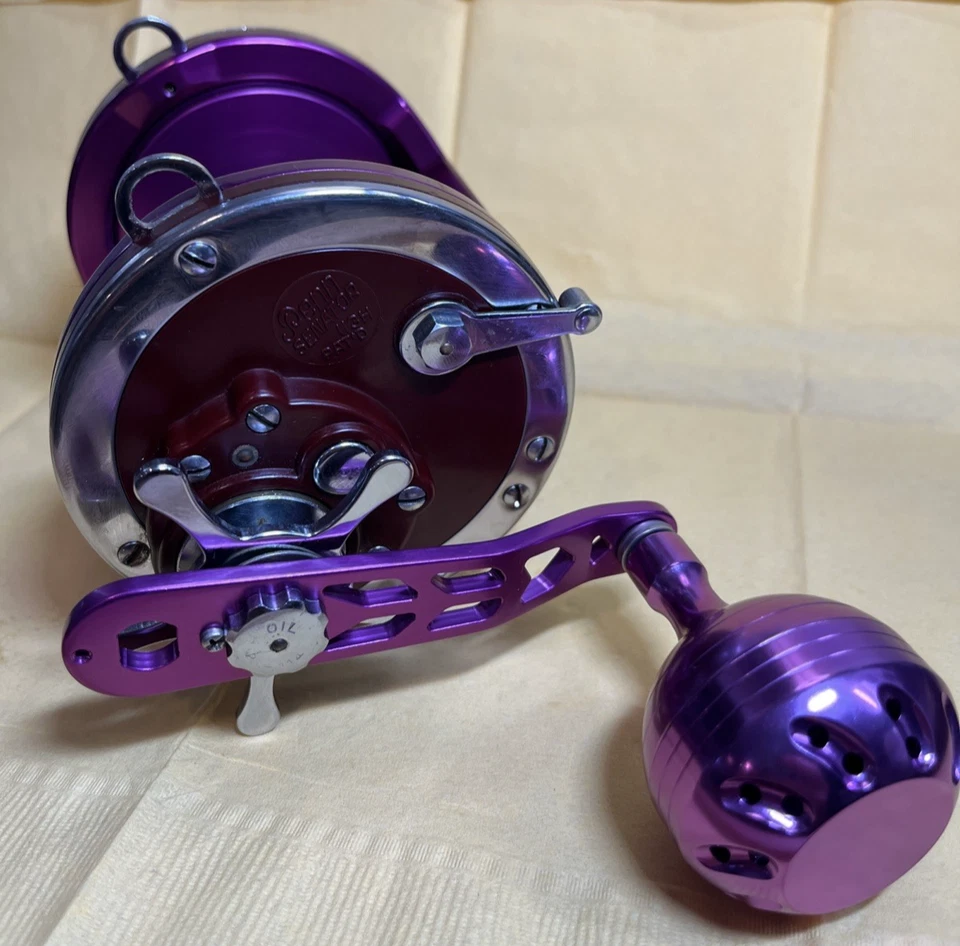 Penn Senator 113H 4/0 Purple Ex Wide Tiburon T4WEX Frame Fishing Reel Very Nice! - Image 3 of 4