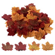 200pcs Artificial Leaves Mixed Fall Maple Autumn Fake Leaf 4 Assorted Color New