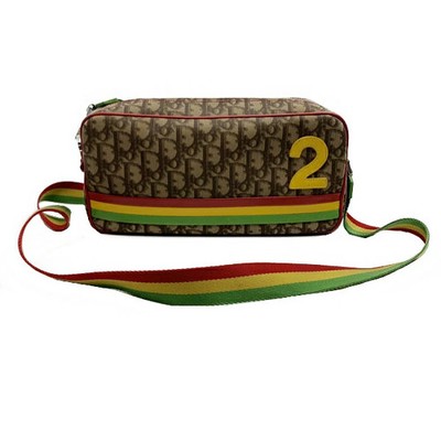 Christian Dior Rasta Trotter Shoulder Bag Brown Red Yellow Green