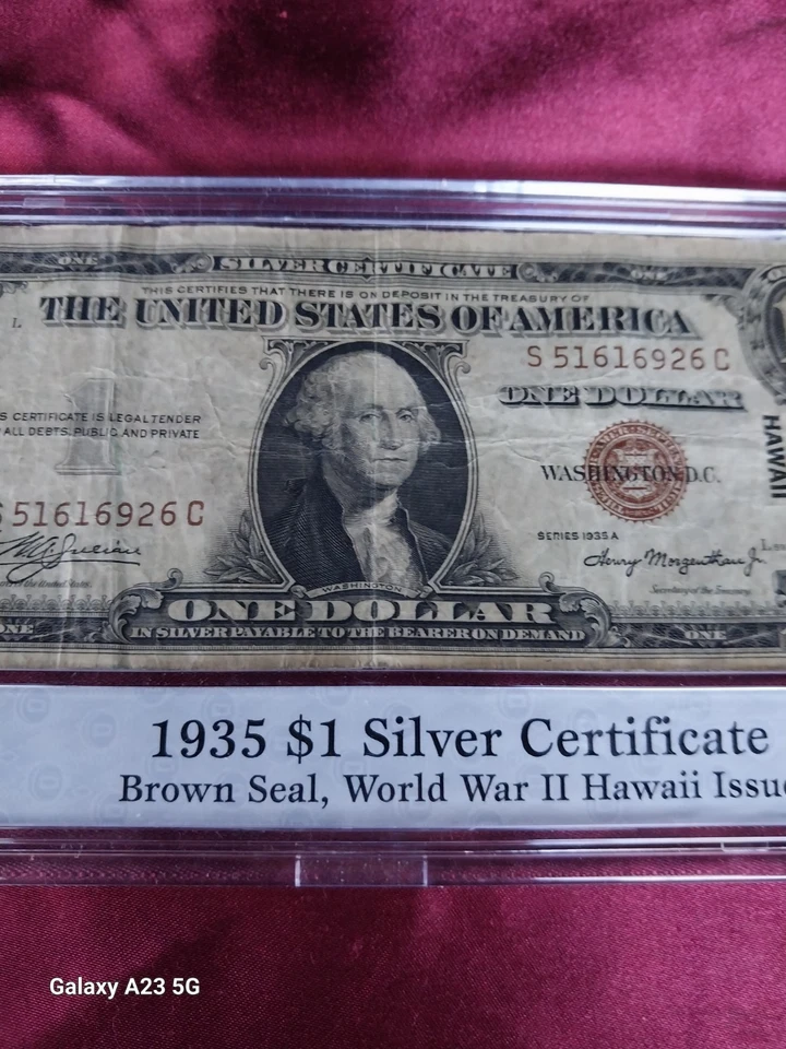 1935 A  $1  Silver Certificate HAWAII Note  Brown Seal Note  Excellent Circ Cond - Image 3 of 4