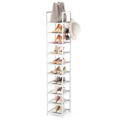 Tall Narrow Shoe Rack 10-Tier Skinny Shoe Shelf Storage for 10-15