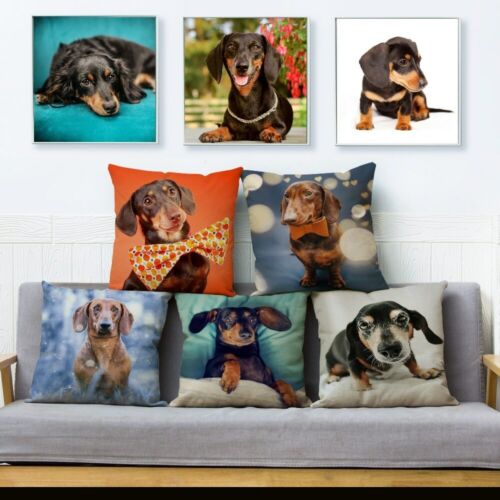 Miniature Dachshund Dogs Print Cushion Cover Throw Pillows Home Decor Pillowcase - Picture 1 of 37