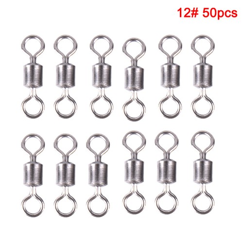 50PCS Fishing Barrel Bearing Rolling Swivel Solid Ring Lures Connector 11 Size❤ - Picture 12 of 23