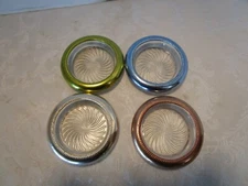 MCM Park Sherman coasters set 4  Anodized Aluminum multicolor Rims 1950s Signed