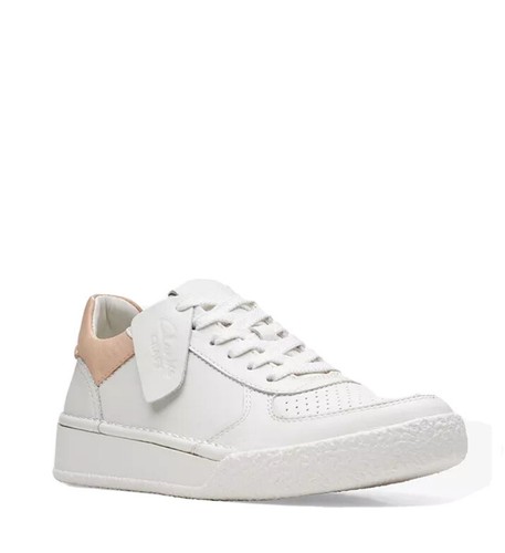Clarks Craft Cup Run Leder Sneaker Schuh weiß/blush UK Größe 7 D EU 41