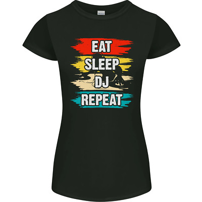 Eat Sleep Dj Repeat Djing Musik Damen Petite Schnitt Maglietta