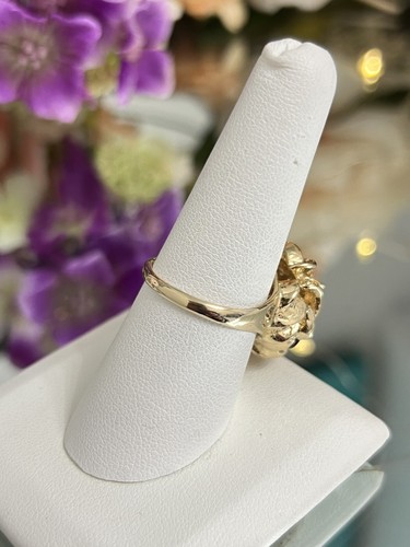 14k Yellow Gold Vintage Ladies Natural Ruby Diamond Cluster Cocktail Ring 7.75 - Picture 6 of 11