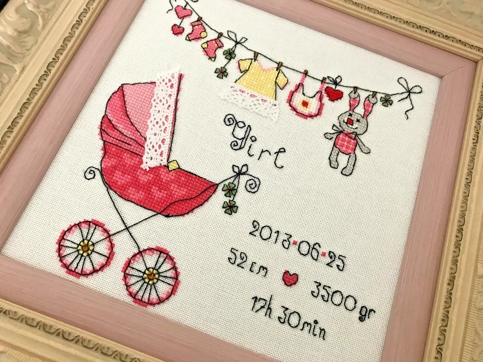 Kit de punto de cruz contado RIOLIS 1417 ¡Es una niña! Lindo anuncio de nacimiento Foto 4 de 4