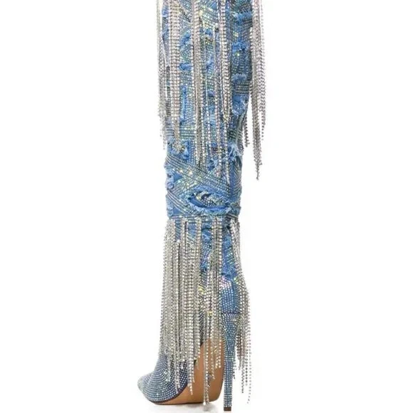 BOTA DENIM ADORNADA AZALEA WANG "DRIPPING DRAMA" *PAR FINAL* Foto 4 de 4