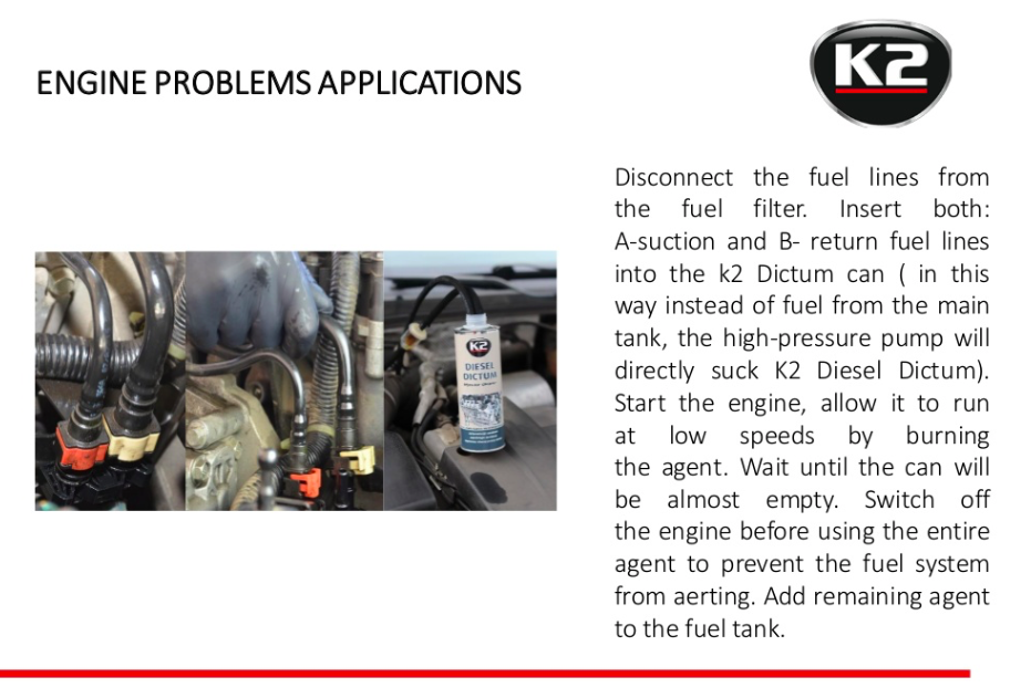 K2 Diesel Dictum DIESEL INJECTOR CLEANER SYSTEM Flush Removes Dirt