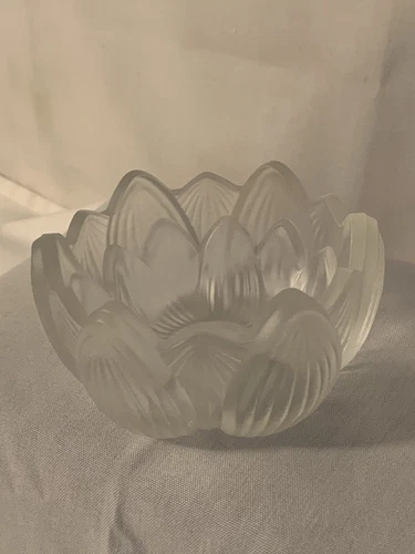 Fenton Frosted Glass Lotus Water Lily Votive Candle Holder, 4" Wide