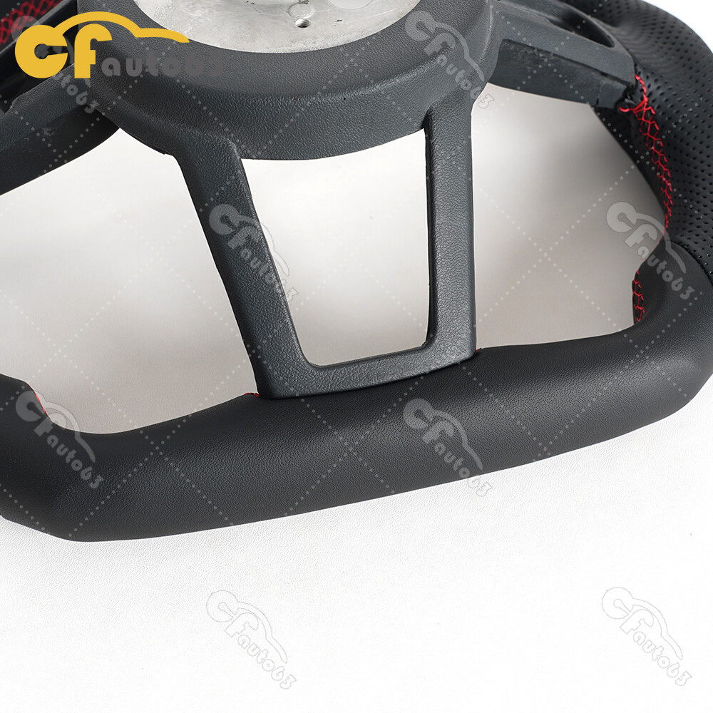 Black Leather Steering Wheel Red Stitching For Audi R8 TT TTS TTRS 2016-2023