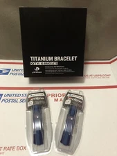 Lot of 2 - Phiten X30 EDGE Titanium Bracelet 7 1/2" 19cm NAVY/BLUE - NEW /SEALED