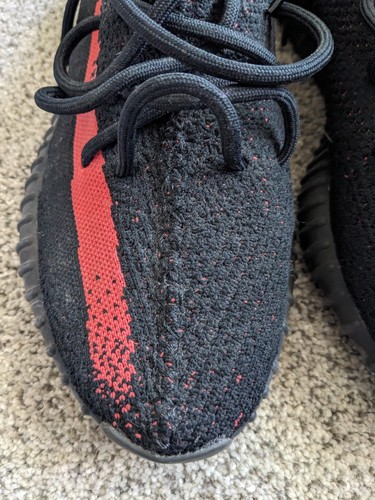 Pre-Owned adidas Yeezy Boost 350 V2 Low Black Red BY9612 No Box - Picture 5 of 9