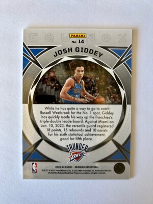 2022-23 Panini Obsidian - Equinox Josh Giddey #14 Electric Etch