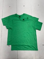 Gildan 2 Pack Solid Green Short Sleeve T Shirts Youth Kids Size Large