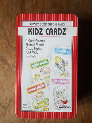 KIDZ CARDZ   4 Jumbo Sized Card Games Kids Collection Cardinal Sammlerdose Blech