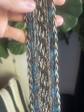 Vtg women Tooled Leather Horse Hair Belt black blue western ranch wear cowboy