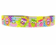 3 yards 7/8" Owls Grosgrain Ribbon ,Multi Color Owls Ribbon