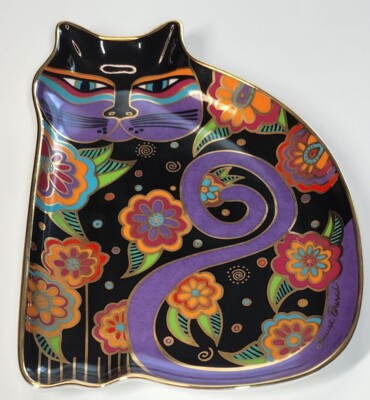 Laurel Burch Royal Doulton Franklin Mint Plate Cat Dish 1995 Feline Fantasy