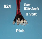 10 pcs LED 5mm PRE WIRED LEDS 9 VOLT WIDE PINK PREWIRED 9V