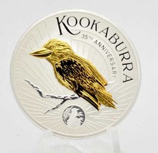 1 OZ Srebro Kookaburra 2025 z aplikacją złota