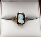 Victorian 10K Yellow Gold White Stone Onyx Cameo Ring Size 4.5 [R300] — photo 9