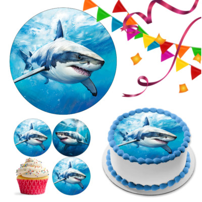 Fisch Hai Tortenaufleger Party Deko essbar Geburtstag Geschenk Feier Ozean