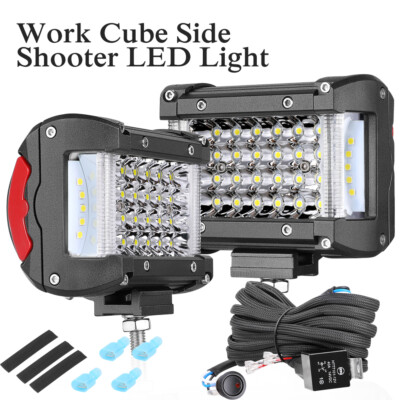 For Jeep Cherokee XJ 4'' Cube Pods LED Work Lights Roll Bar Mount 12V Wiring Kit
