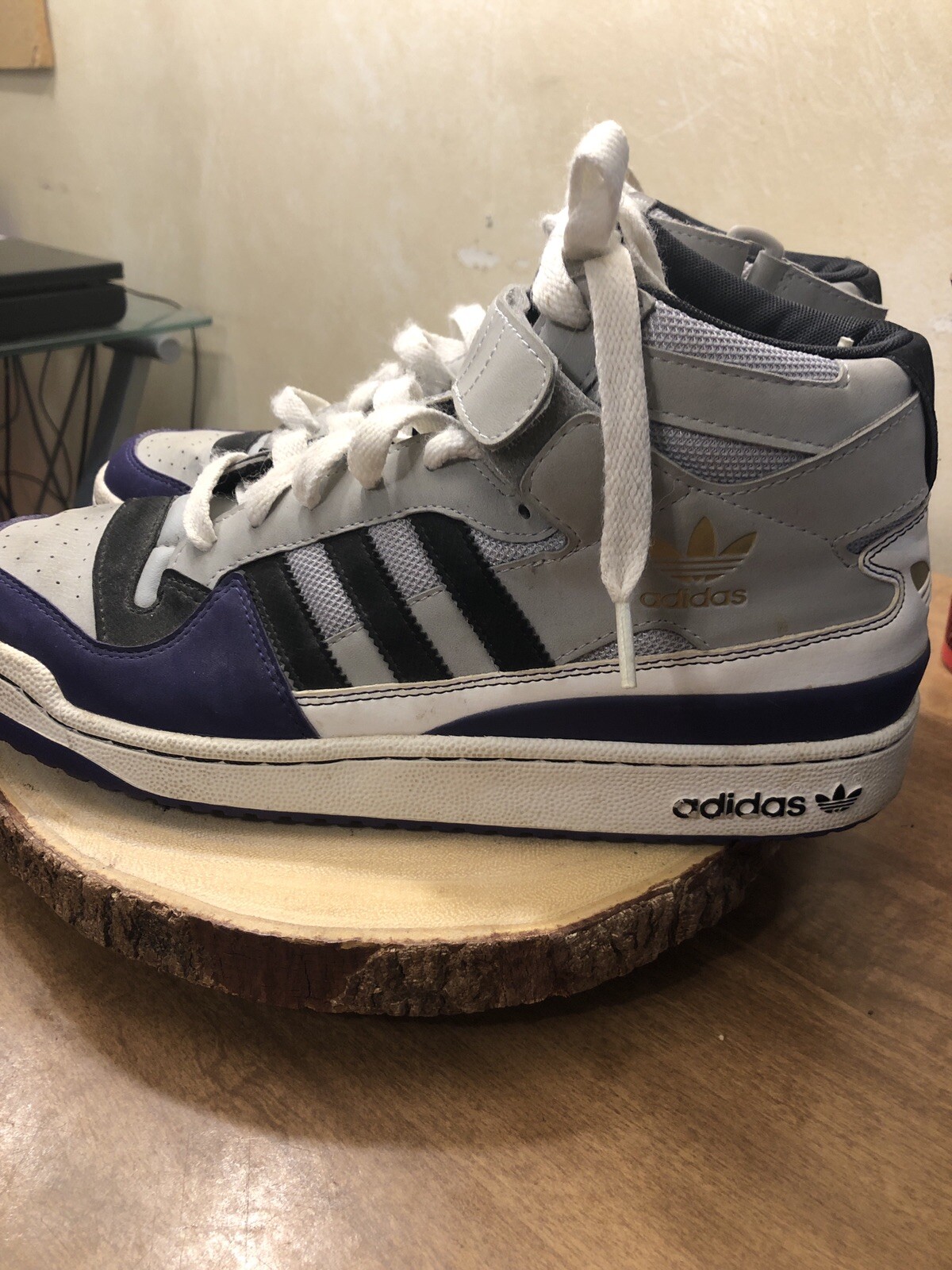 ADIDAS EVM 004001 Men's High Top Size 10 With Strap purple /gray | eBay