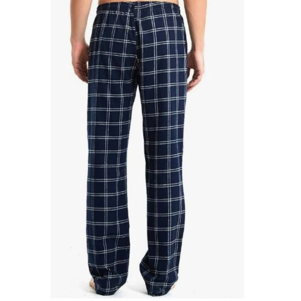 Calça lounge masculina xadrez perna reta cordão flanela embaixada preta pequena nova com etiquetas - Imagem 2 de 3