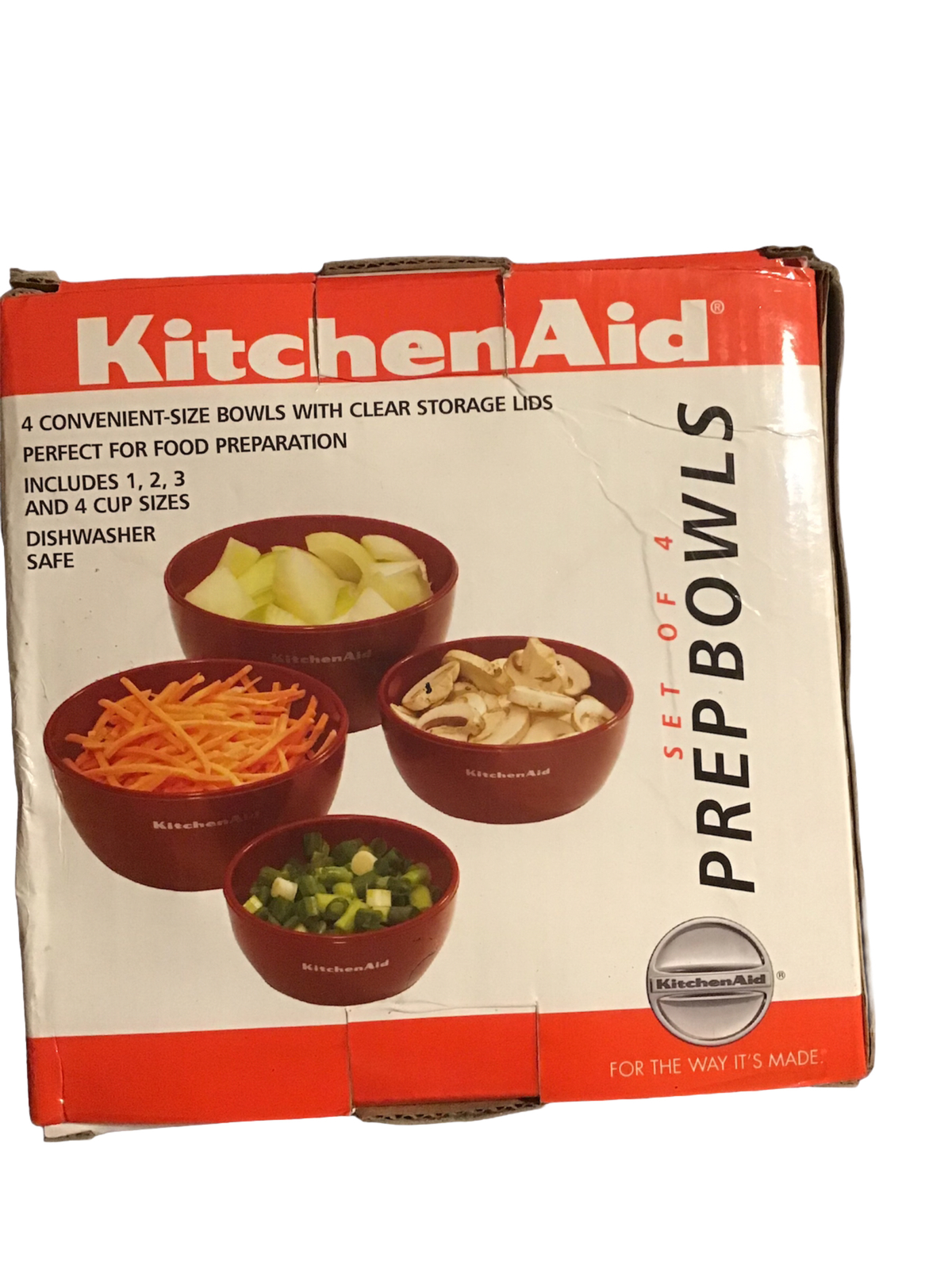 KitchenAid Set Of 4 Prep Bowls With Lids Empire Red New eBay