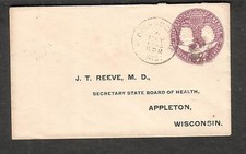 1893 postal cover Richland Centre WI to JT Reeve MD Board Of Health Appleton WI
