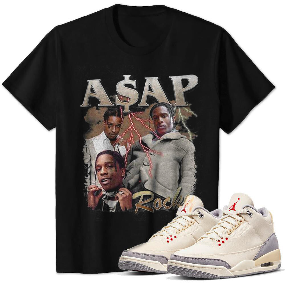 🔥[NEW] Asap Rocky Rapper Vintage T-Shirt Air Jordan 3 Muslin Tee