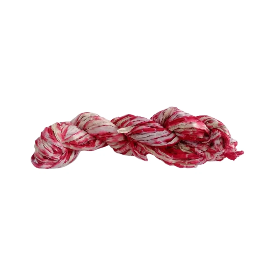 Sari Silk Ribbon super bulky yarn - Red, Cream - Sari Silk Ribbons - Silk Strips - Image 2 of 4