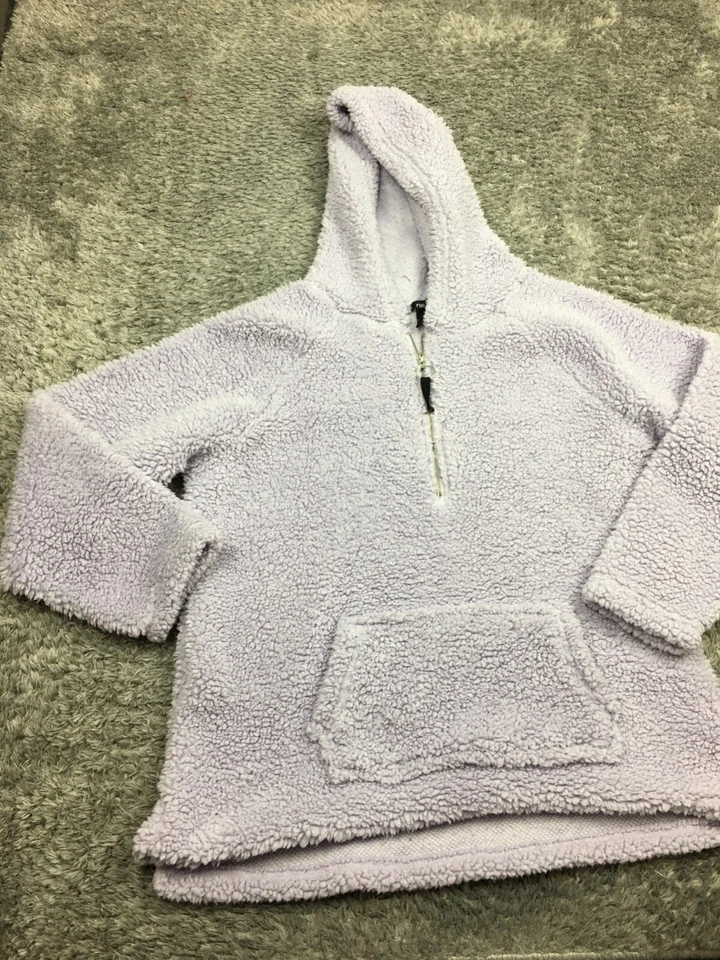 Rue 21 Sherpa 连帽衫女式大号紫色套衫柔软 — 第 3/4 张图片