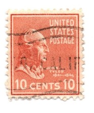 Scott# 815  10c John Tyler Used Stamp 1938-43 (a3)