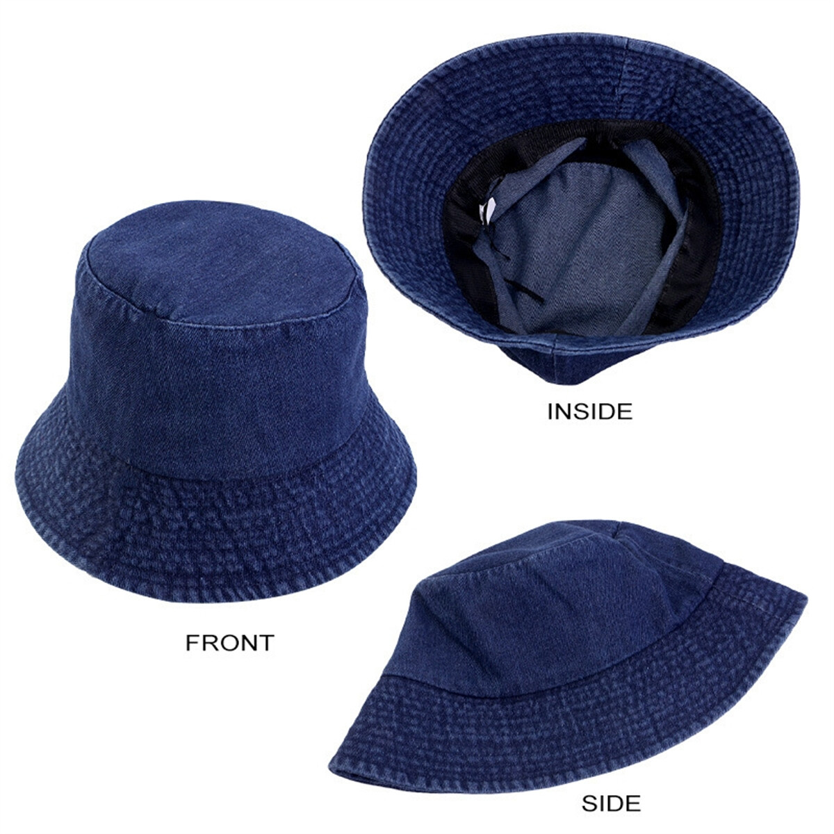 Washed Denim Hats Unisex Solid Vintage Fisherman Cap Hat for  display picture 1